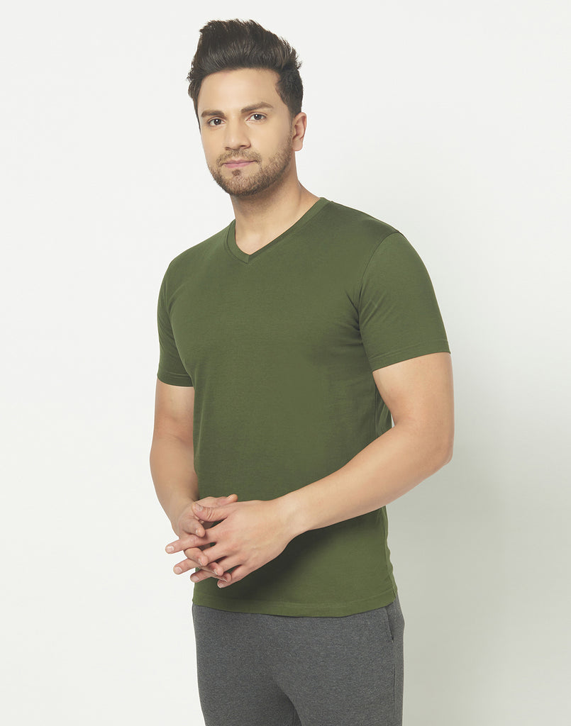 V-Neck Olive Green T-shirt