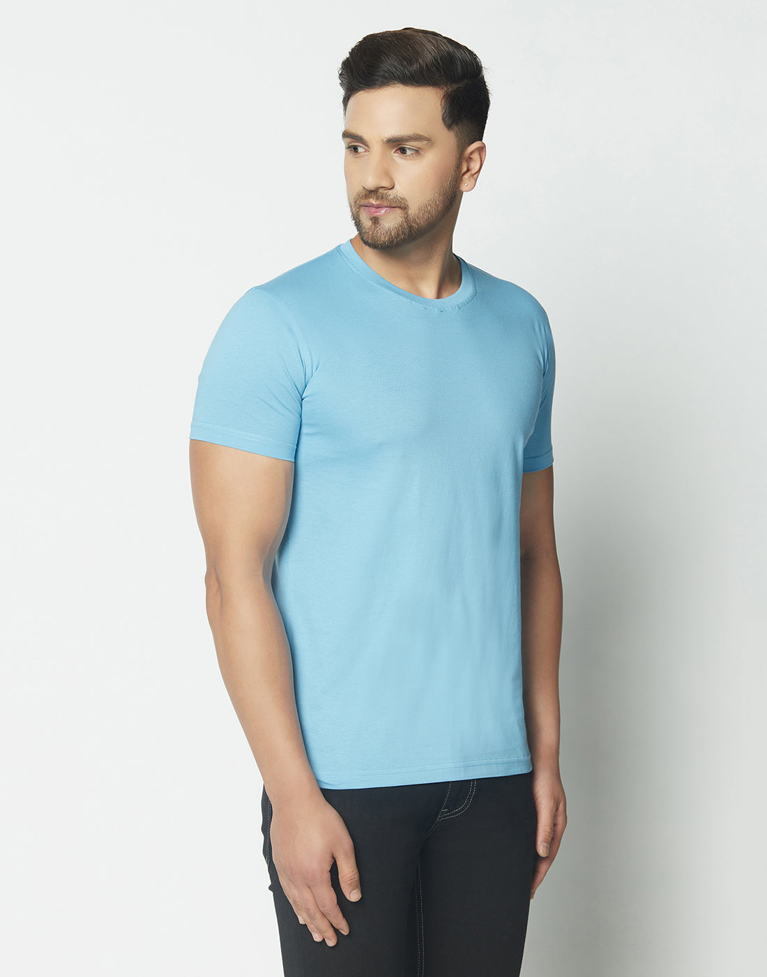 Crew-Neck Aqua Blue T-shirt